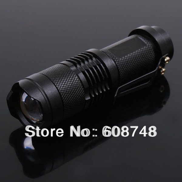 3pcs/lot Hot 300LM 5W Q5 LED Mini Flashlight Torch Zoom Adjustable Focus Light Free shipping