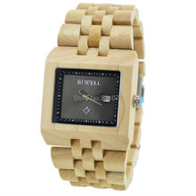 Regalo de Chirstmas plaza de la cara del medio ambiente Natural de madera del reloj para hombre regalo de la navidad 7 colores disponibles