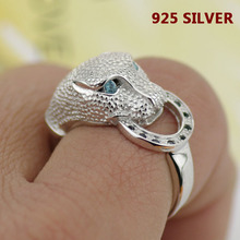 Hot Fashion High Quality 925 Sterling Silver Leopard Head Ring Fine Jewelry Inlay zircon imitation diamond For Women Men New