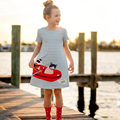 Baby Girls Summer Dress with Animal Appliques Brand Kids Dresses for Girls Clothes Striped Crew Neck
