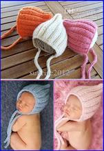 Min.order is $9.9 (mix order)2014 New Arrival baby crochet hats Newborn Knit Baby Girl Hat With Flower very cute photo prop gift