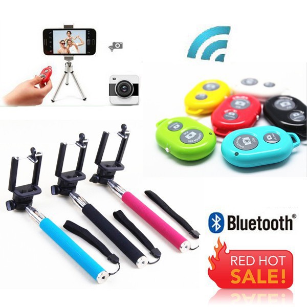 Self Portrait Stick Wireless Monopod Built In Bluetooth Remote Control Shutter for IOS Android Phones