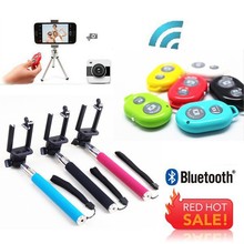 Self Portrait Stick Wireless Monopod Built In Bluetooth Remote Control Shutter for IOS Android Phones