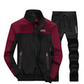 2017 New Men s Suit Casual Hoodies Sets Patchwork Sweatshirts Stand Collar Tracksuit Male Sweatpants And