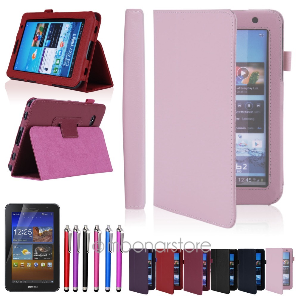 Гаджет  Folio PU Leather Holder Case Cover Stand For Samsung Galaxy Tab 2 7.0 7" Tablet  P3100 Free Stylus Pen+Screen Protector  CA0022 None Компьютер & сеть