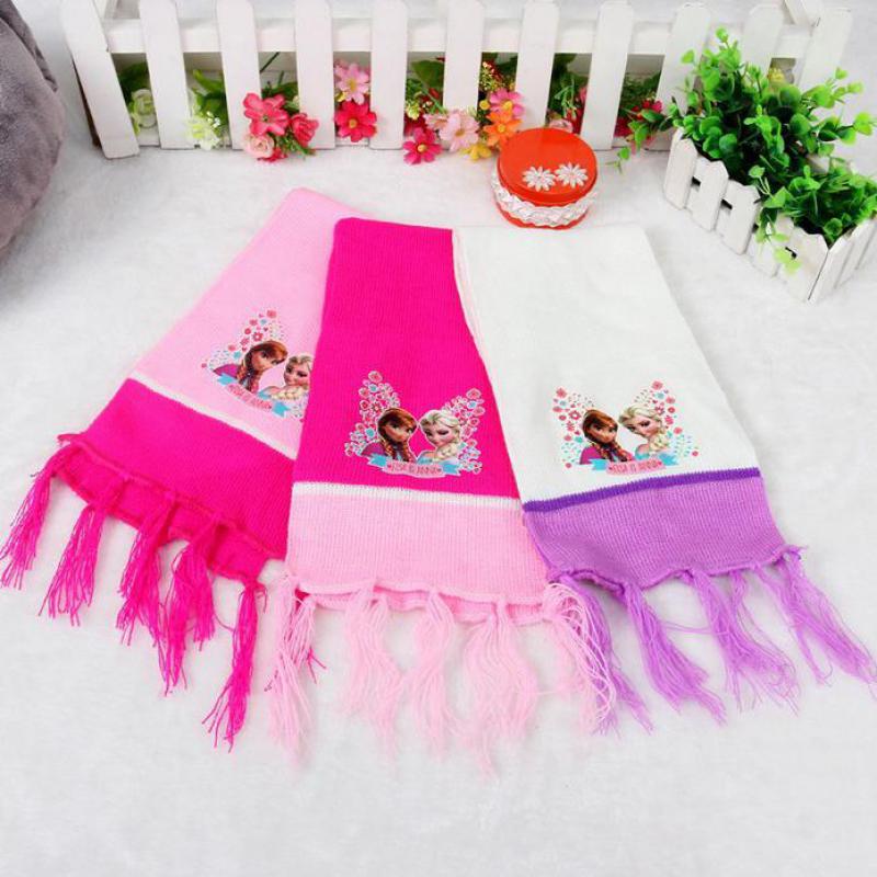 2015 Cotton Cashmere Long Winter Scarf Long Baby Scarves Girls Elsa And Anna Pattern Scarf Wraps Free Shipping