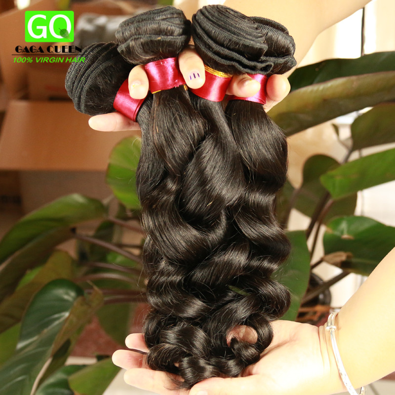 Cheap GaGa Queen Hair 100% Human Hair Product Unprocessed Virgin Brazilian Hair Extensions  Loose wave hair weave bundles