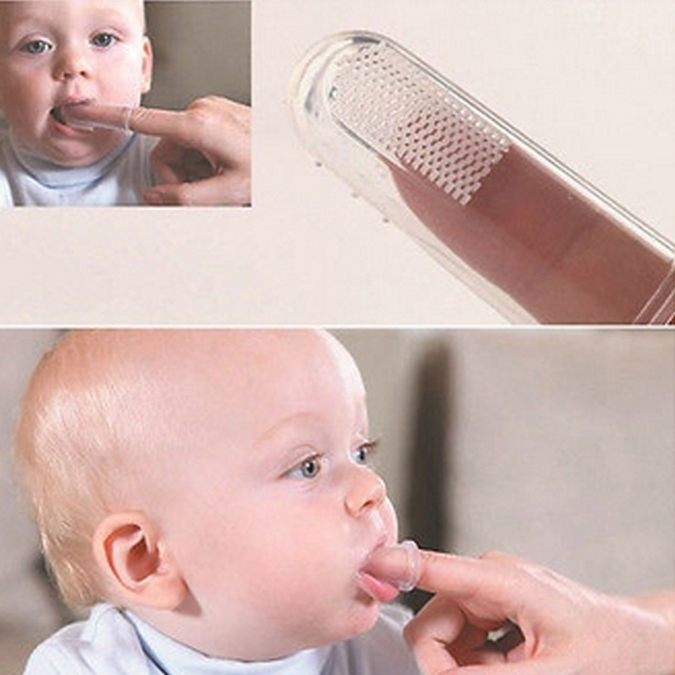 New 1 Pcs Soft Safe Baby Kids Silicone Finger Toothbrush Gum Brush For Clear Massage Drop