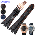 UYOUNG Watchband Quality Genuine Leather Mens Watch band Folding buckle 28mm For Audemars Piguet Watch Strap