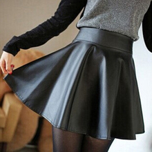 2015 skirt saias faldas summer style saia feminina mini skirts womens micro faux leather jupe etek black pleated high waist kilt