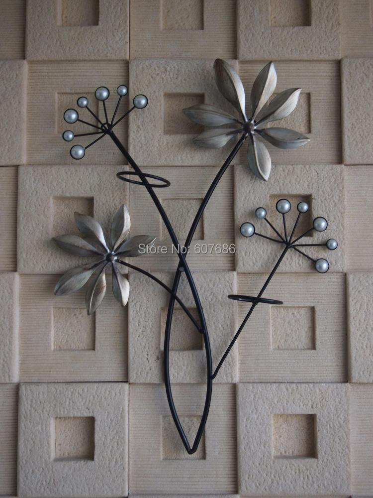 2 Pieces Vintage Iron Metal Acrylic Flower Wall Hanging