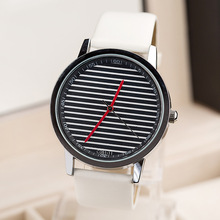 FEIFAN Black and white stripes men leather Watches for Women Dress Watches Quartz Watch Relogio Feminino Gift Clock