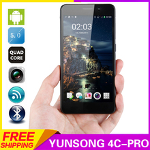 YUNSONG 4C-Pro 5inch Smartphone Android5.1 MTK6580 Quad Core Cell Phone 512MB RAM 4GB ROM Dual Sim QHD 5MP Camera Mobile Phone