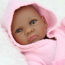 10Inch Handmade African American Baby Doll Black Girl Boy Full Silicone Body Mini Reborn Baby Dolls Girls Gifts Bebe bonecas