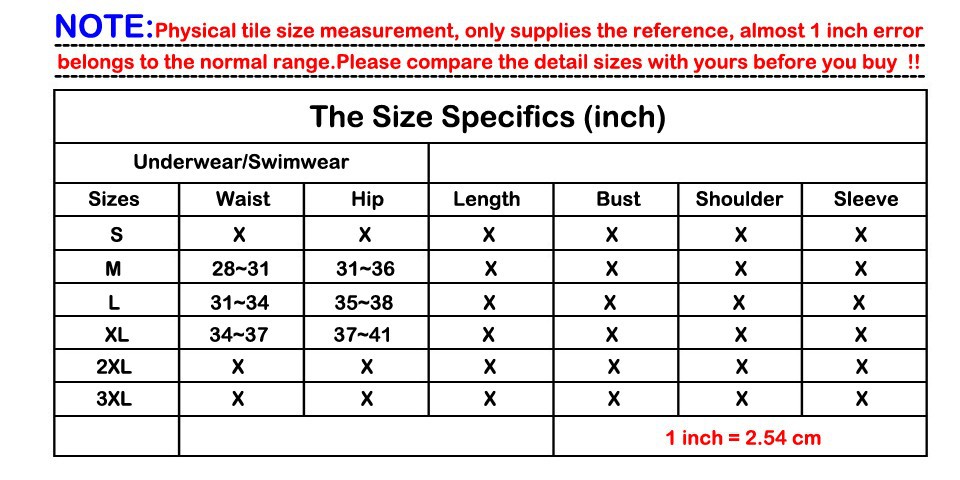 Size Detail Swimwear