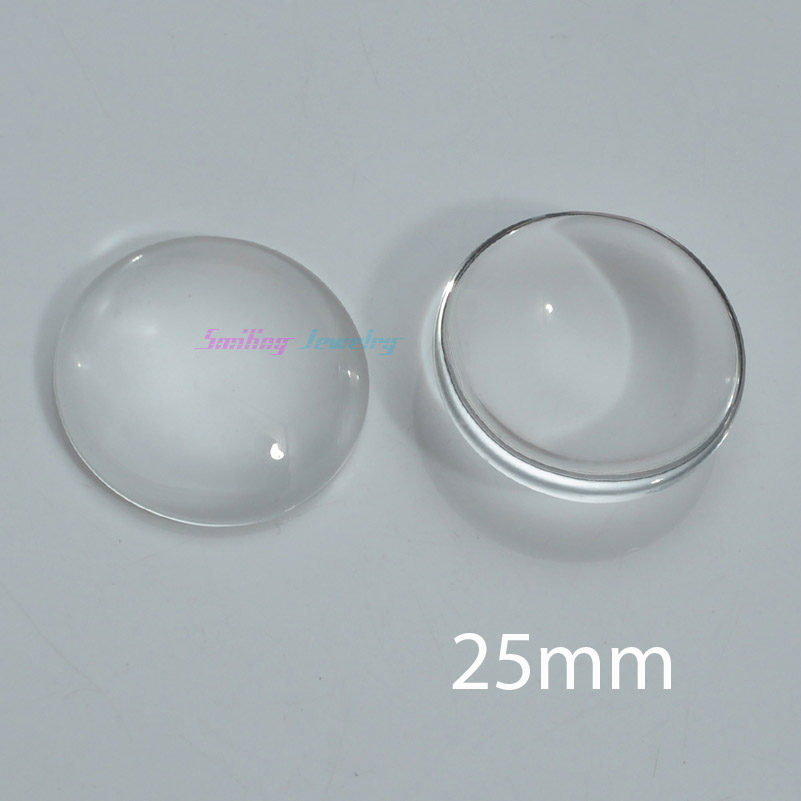 50pcs 25mm*25mm Clear Round Domed Magnifying Round Glass Cabochons For Pendant Tray Cabochon Setting DIY Jewellry Findings