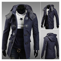 Men s Warm Winter Trench Coat Long Jacket Zip Button Hoodie Overcoat Outwear NWT