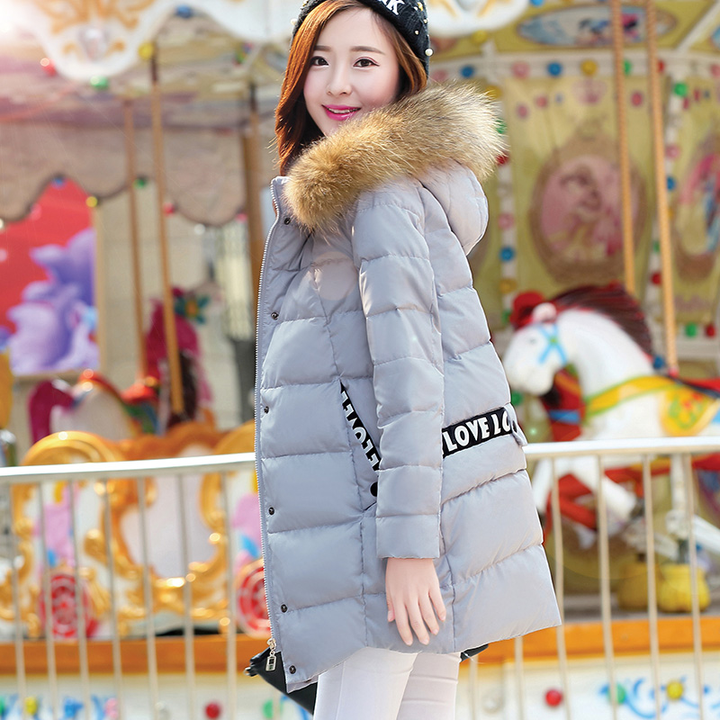 Cotton-padded jacket female medium-long plus size slim wadded jacket outerwear winter women's 2015 fur collar thickening
