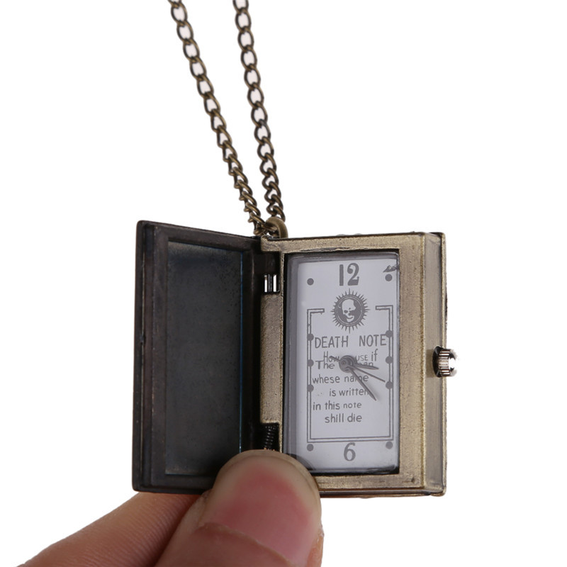 Free Shipping High Quality Vintage Classic Fashion Watch Death Note Book Quartz Pocket Watch Pendant Necklace