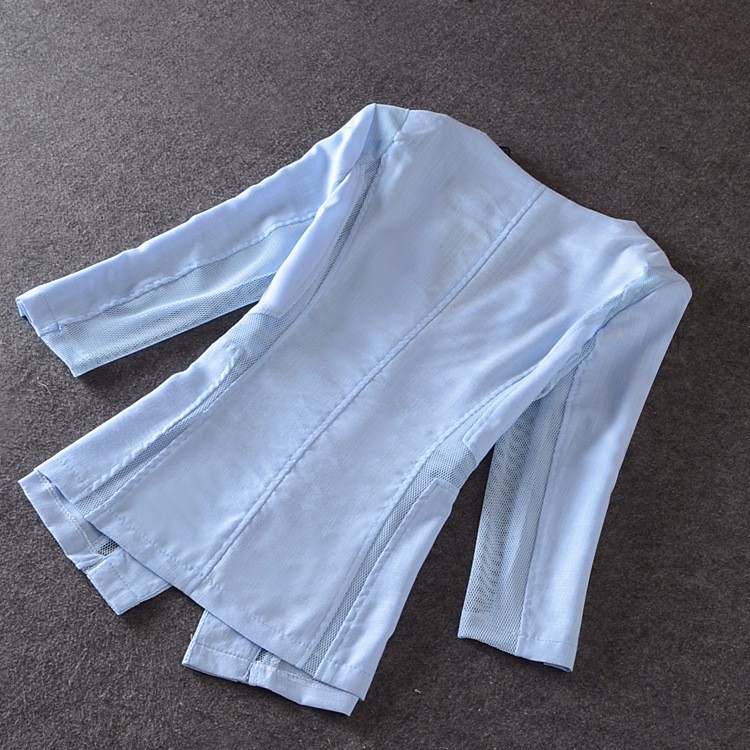 2 M- 4XL women 2015 new summer style mesh splicing hollow cotton linen plus size Blazers feminino small suit jacket female LY96