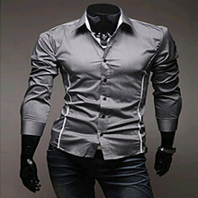 Mens Shirts Casual Slim Fit Men 2014 Male Cropped Striped Men’s Business Long-sleeved Shirt Leisure Shirts Clothes Man M-XXXL