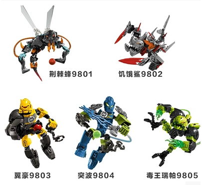 New Decool 9801-9805 original Toy building blocks Hero Factory 4.0 Bionicle brain game 5pcs/lot boy gift Assembled