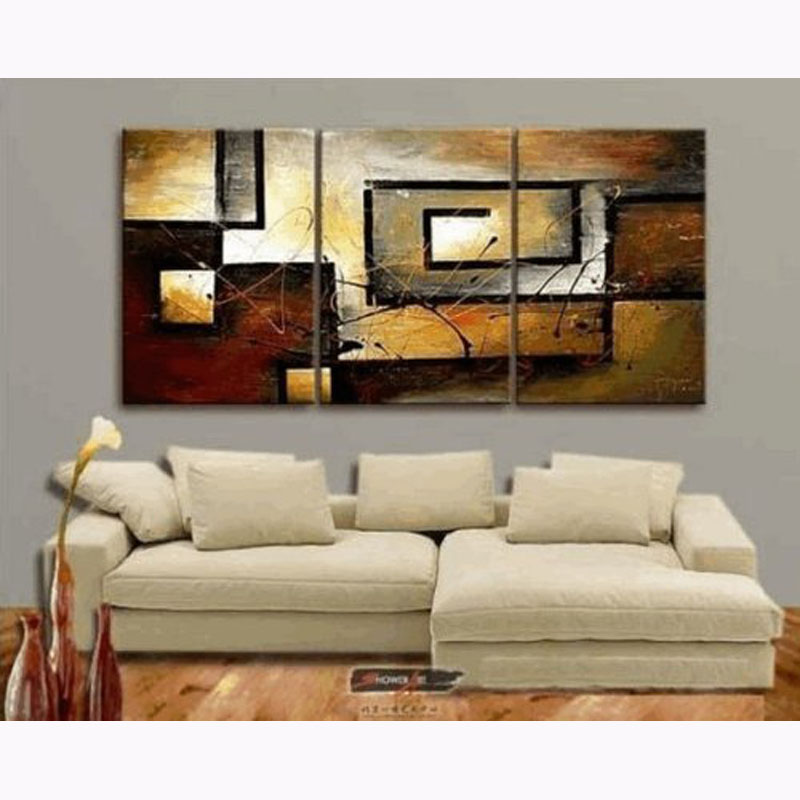 100% Hand Painted Modern Oil Painting on Canvas Wall Art Home Decoration 3P For Living Room Stretched and Framed Ready to Hang