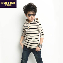 2014 children’s spring and autumn clothing children child stripe male child long-sleeve T-shirt spring and autumn