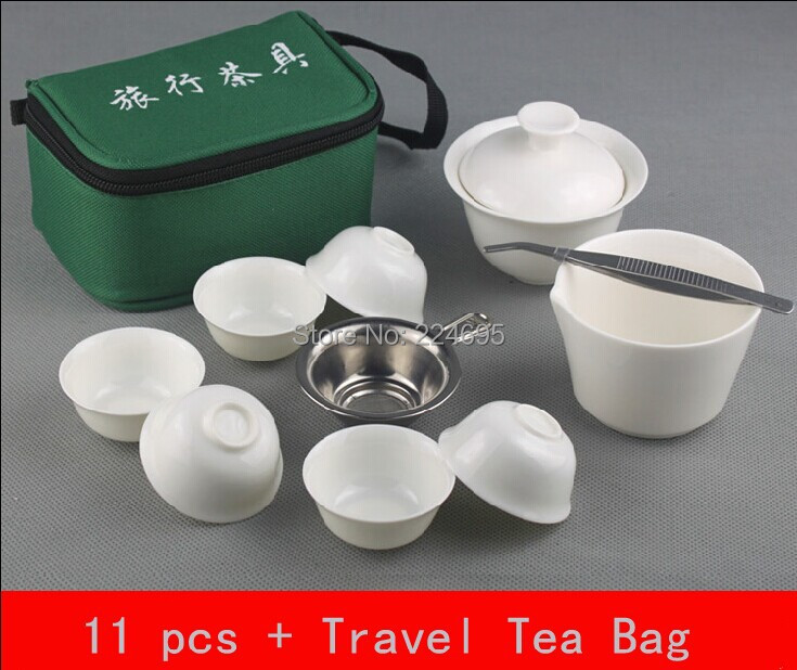 11 PCS Set new 2014 travel tea set ceramic portable kung fu tea set teacup Chinese