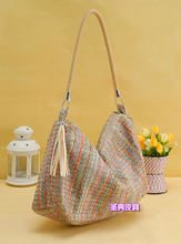 Women Channel Handbag Knitting Straw Summer Style Vintage Beach Bag Large Woven Shoulder Bags Bohemian 2015