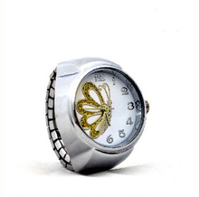 Envío gratis 2014 nuevo reloj del anillo de dedo del reloj del anillo con estirable correas de reloj de acero elástico del cuarzo