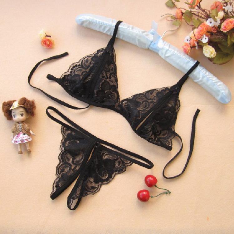 Sex Products Temptation Sexy Lingerie Hot Lace Transparent Gauze Open Chest Bra Three point Sexy Underwear