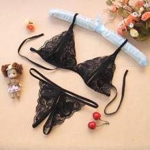 Sex Products Temptation Sexy Lingerie Hot Lace Transparent Gauze Open Chest Bra Three point Sexy Underwear