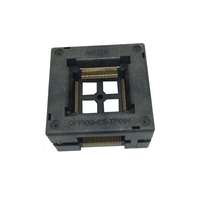 TQFP100 FQFP100 LQFP100 Burn in Socket OTQ-100-0.5-09 Pin Pitch 0.5mm IC Body Size 14x14mm Open Top Test Adapter