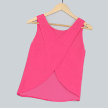 Free Shipping 2015 Summer Women Blouses Candy Color Casual Lady Shirts Sexy Backless Strap Chiffon Blouse