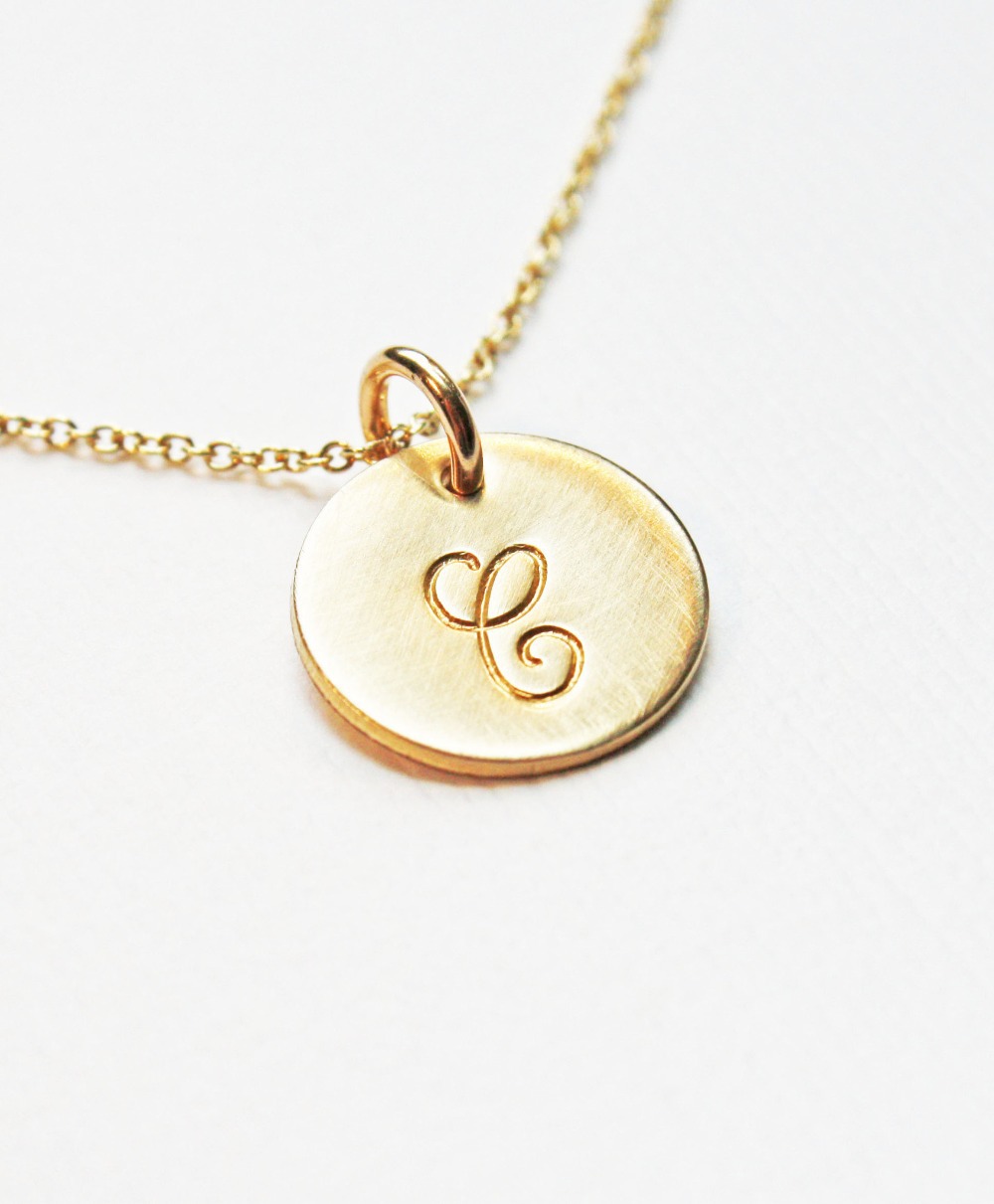 Initials Necklace Women 2015 Gold/Silver plated Collier Femme Jewelry Tiny Disc Initial Letters ...