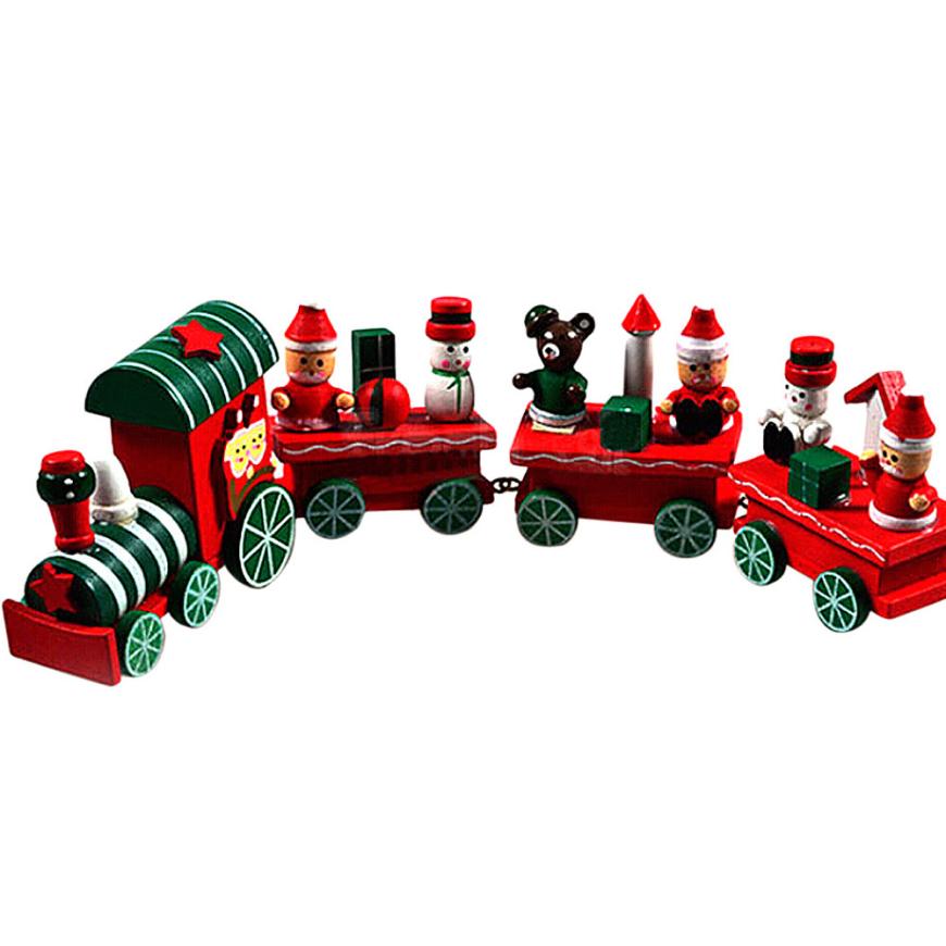 Гаджет  Hot selling New! Arrival Fashion  4 Pieces Wood Christmas Xmas Train Decoration Decor Gift None Дом и Сад