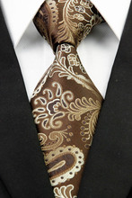 NT0286 Brown Beige Paisley Man s Classic Business Wedding Party Tie Fashion Luxury Jacquard Woven Silk