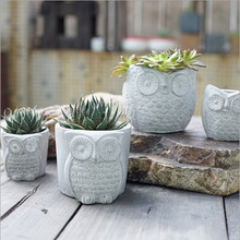 Creative Cement Owl Garden Pots