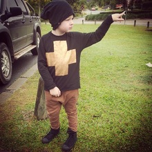2016 nununu gold cross pattern winter baby boys ong-sleeve sweatshirts t shirts for boys clothing vetement enfant garcon tops