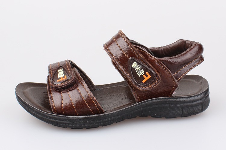 J.G Chen Summer Boys Sandals Genuine Leather Boys Beach Shoes Children Shoes Velcro Simple Kids Shoes EU 26-30 Big Sale 2 Colors