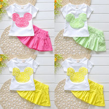 2016 New Arrival Summer Kid Girls Clothing Set Cotton Baby Girls Clothes Set 2-7Years Roupas Infantis