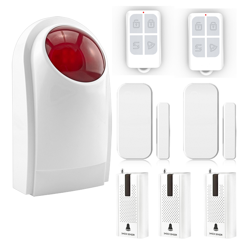 433MHz Wireless Flash Strobe Siren Alarm for Home Security with Wireless Door Sensor Remote Control Vibration Door Sensor