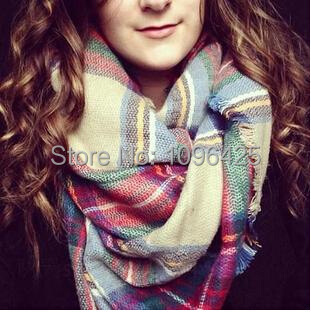 2016 New Lady Women Blanket Oversized font b Tartan b font Scarf Wrap Shawl Plaid Cozy