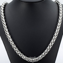 Personalized 3/3.5/4/9/6/8mm Mens Chain Braided Wheat Spiga Silver Tone Stainless Steel Necklace Chain Wholesale Jewelry KNM11