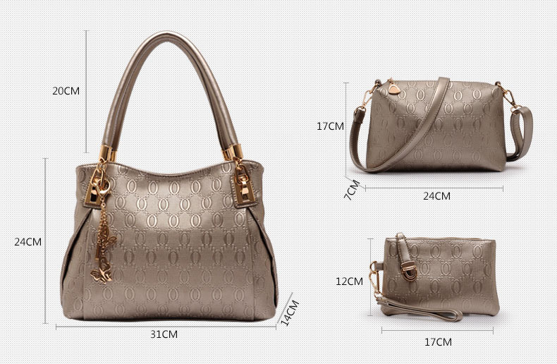 2015 Fashion Brand 3 Sets Bags High-grade Pu Leather Handbag Women