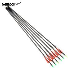 6pcs/lot Replaceable Arrowhead 30″ (75cm)Archery Carbon Arrows Suppliers Mixed Carbono Spine 500 for compound/Recurve Bow Arrow