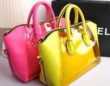 2016 summer transparent beach bag sugar jelly neon smiley crystal women leather handbag female bags free shipping 1504