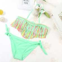 4-14 years children swimwear tassel girls swimwear baby kids biquini infantil swimsuits bikini girl 2016 bathing suit 101
