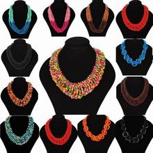 New Fashion Style Bohemian Necklace for Women Colorful Choker Wood Beads Multi-layers Statement Bib Necklace Fashion Jewelry